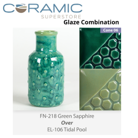 Green Sapphire FN218 over Tidal Pool EL106 Glaze Combination